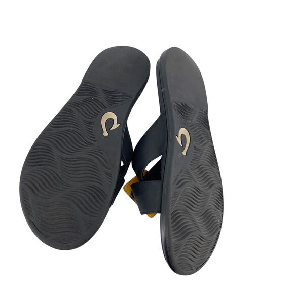 Olukai La‘i Slide Sandals Black with Tortoise Buckle Women’s 8 - Picture 8 of 8